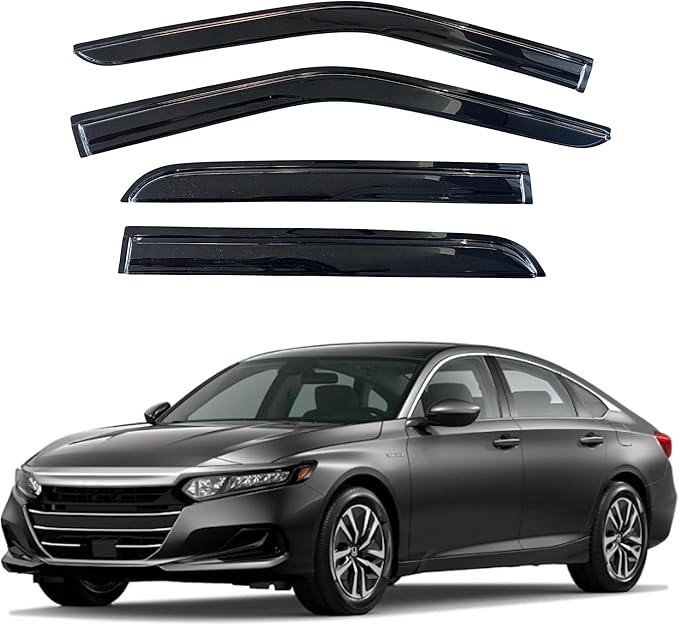 KPY Window Visor Compatible with Honda Accord Sedan 2018-2023, 4PC Rain Guard Side Window Vent Deflectors Tape-On Mugen Style, 2018 2019 2020 2021 2022 2023