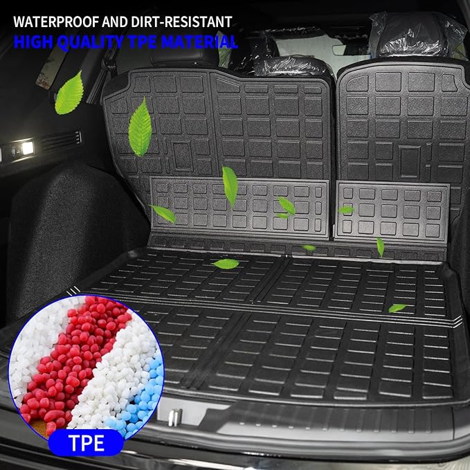 Rongtaod Cargo Mat Compatible with 2023 2024 2025 2026 Honda CRV (Include Hybrid) Cargo Liner Trunk Mat Back Seat Cover Protector Honda CR-V Accessories (Fit Upper Deck, Trunk Mat+Backrest Mats)