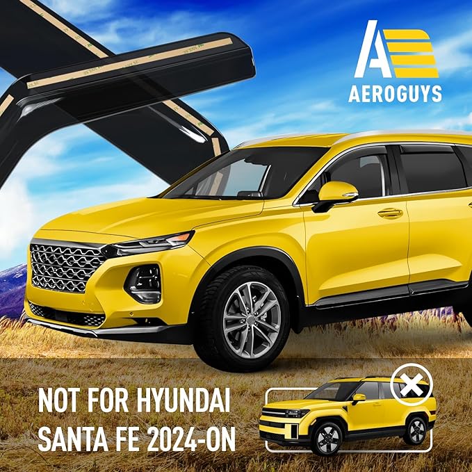 Extra Durable Window Deflectors in-Channel Window Visors Rain Guards Fit for Hyundai Santa Fe 2019-2023, Sun Visors, Wind Vent for Shades, Exterior Car Accessories - 4pcs. AG0728