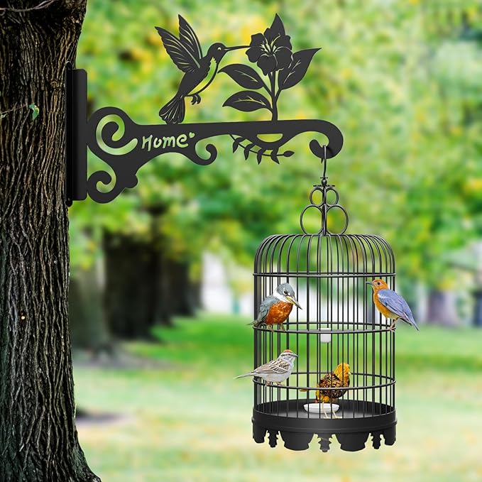10 Inch Metal Plant Hooks (2-Pack) - Decorative Wall Hangers with Bird Design for Indoor & Outdoor Use - Hanging Brackets for Plants, Flower Baskets, Bird Feeders, Lanterns - Patio, Garden, Home Decor