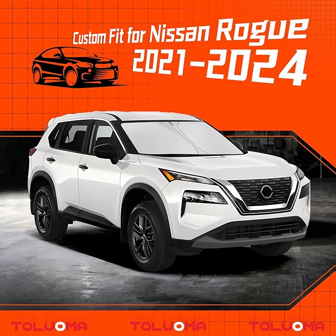 Custom Fit Windshield Sun Shade for Ni-ss-an Rogue 2021-2025 - Full Coverage, 210T Reflective Fabric, Double-Layer Design - Blocks 99% UV Rays, Keeps Car Cool, Easy to Install and Store
