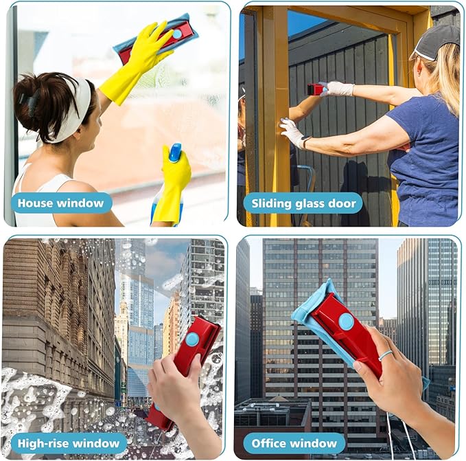 Magnetic Window Cleaner, 0.8"-1.1" Double Sided Window Glass Wiper Cleaning Tool for High-Rise Cleaning Windows Thickness, Magnetic Car Window Cleaner, Outdoor Window Cleaner