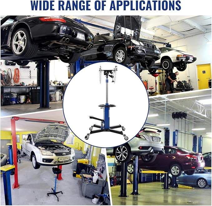 Hydraulic Transmission Jack 1322 LBS (3/5 Ton) Capacity 33.8"-72.8" Lifting Height 2 Stage Hydraulic Telescoping Jack Heavy Duty with Foot Pedal and 360° Swivel Wheel, Blue
