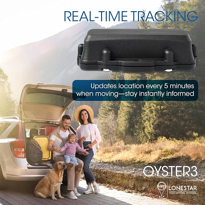 LoneStar Tracking Hidden GPS Tracker - Oyster3 4G/5G, Long Battery Life GPS Car Tracker, Vehicles, Trucks, Cars, Assets, Anti-Theft Security, Real-Time Satellite Tracking (Low Cost Subscription Plan)