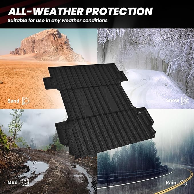 LASFIT Truck Bed Mat 2020-2025 for Chevrolet Silverado/GMC Sierra 2500HD 3500HD (Only Fit 6.8FT, Not Fit 5.8FT/6.6FT) All Weather TPE Custom Fit Car Bed Mat, Black (Not for 5th Wheel Package)