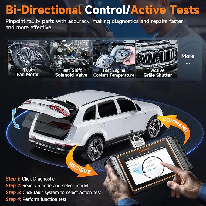 2025 FOXWELL NT716 OBD2 Scanner Bidirectional Control 9+ Resets Scan Tool ABS SRS Transmission Engine Diagnostic Code Reader WiFi Update Injector Coding/D-P-F/BMS/ABS Bleed/Oil/EPB/TPMS/SAS/Throttle
