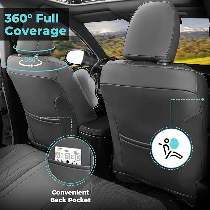 for Toyota RAV4 Seat Covers 2013 2014 2015 2016 2017 2018 RAV 4 XLE SE Limited Platinum Adventure (not for LE&Hybrid) - Custom Leather Car Seat Covers Full Set - BlackGrey