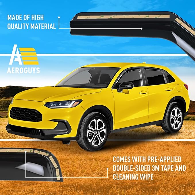 Extra Durable Window Deflectors in-Channel Window Visors Rain Guards Fit for Honda HR-V 2023-2025, Sun Visors, Wind Vent for Shades, Exterior Car Accessories - 4pcs. AG0594