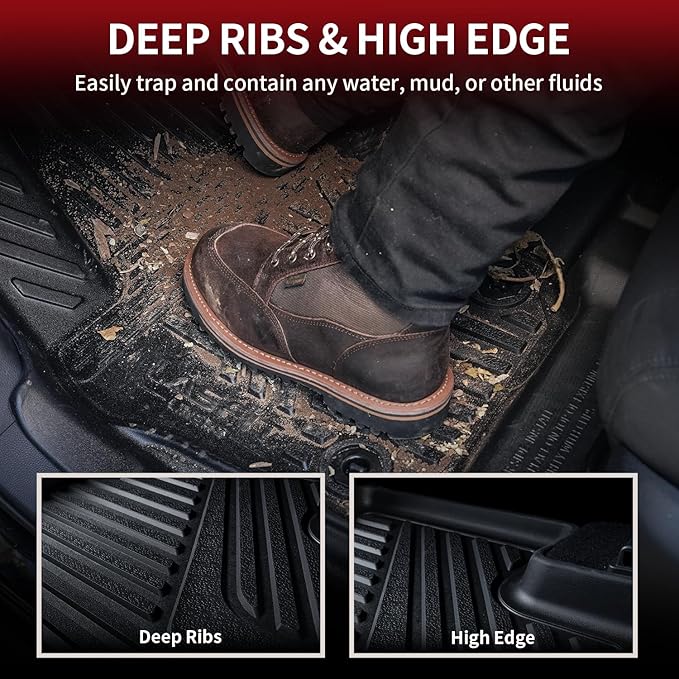 LASFIT Floor Mats&Trunk Mat for Toyota Camry 2025 Hybrid/LE/SE/XLE/XSE, All Weather Custom Fit TPE Floor Liners for Camry 2025 Front & Rear Full Set Car Mats, Black.