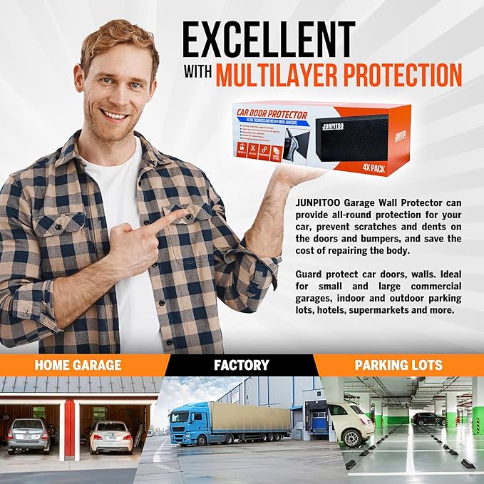 Garage Wall Protectors (4 Pack) - 1.2 Inches Thick Foam Bumper Guards for Car Door Protection, Scratch Resistant, Waterproof & Easy to Install, Heavy-Duty Garage Parking Safety Shields for Walls