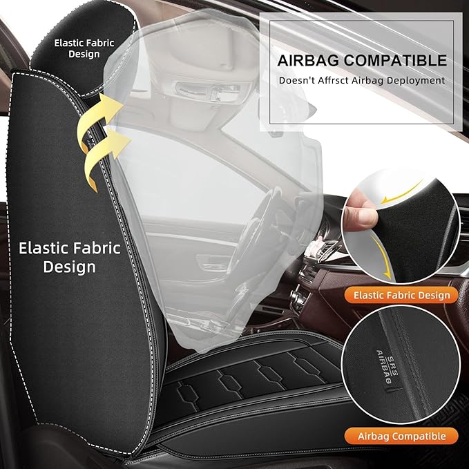 Seat Covers Fit for Honda Ridgeline 2006-2024 2025: Crew Cab 5 Seats Car Seat Covers Faux Leather Truck Pickup Seat Cushion Protector - Front Seats Without Armrests(Full Set, Blackline)