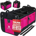 TRUNKCRATEPRO Pink Car Accessories For Women, Trunk Organizer For Car, Suv, Jeep Premium Adjustable Multi Compartments Collapsible (Large Capacity)
