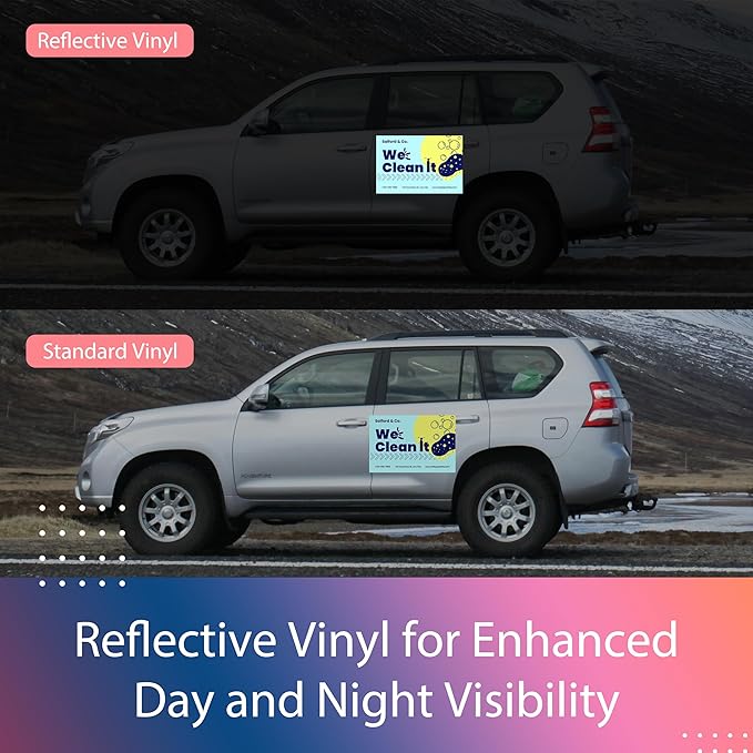Custom Car Magnet for Business 2 Pack | Personalized Logo, Text, and Image Reflective Magnetic Signs for Vehicles | Effective Advertising Signs | Various Size | Weather-Resistant - 24x24in