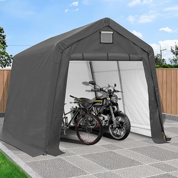10' x 10' Outdoor Storage Shelter - Heavy Duty Storage Tent with Roll-up Ventilated Windows, Portable Garage Zipper Storage shed for Bike, Motorcycle Shelter, ATV, Weeding Tools