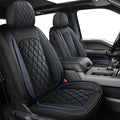 MIROZO Seat Covers for Ram, Waterproof Truck Seat Covers Compatible with 2009-2025 Dodge Ram 1500 2500 3500 Truck Pickup Crew Quad Cab with Split Bench 40/60(Black and Blue,Full Set Curved Back)