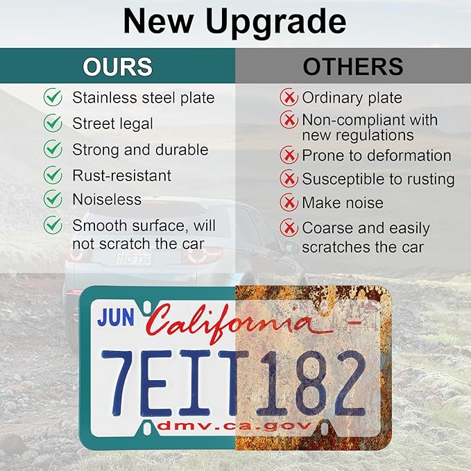 LivTee 4 Holes Stainless Steel License Plate Frames, 2 PCS Car Licence Plate Covers, Automotive Exterior Accessories Slim Design with Bolts Washer Caps for US Vehicles, Green