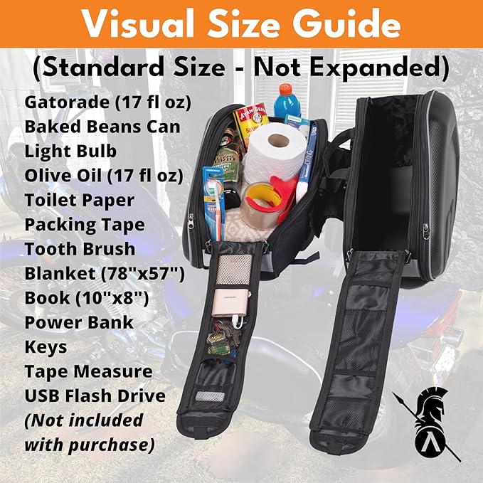 Motorcycle Saddlebags, 36L-58L Expandable Capacity, Motorcycle Panniers Universal, Waterproof, Detachable, Collapsible for Sport Dirt Bike Side Bags and Luggage