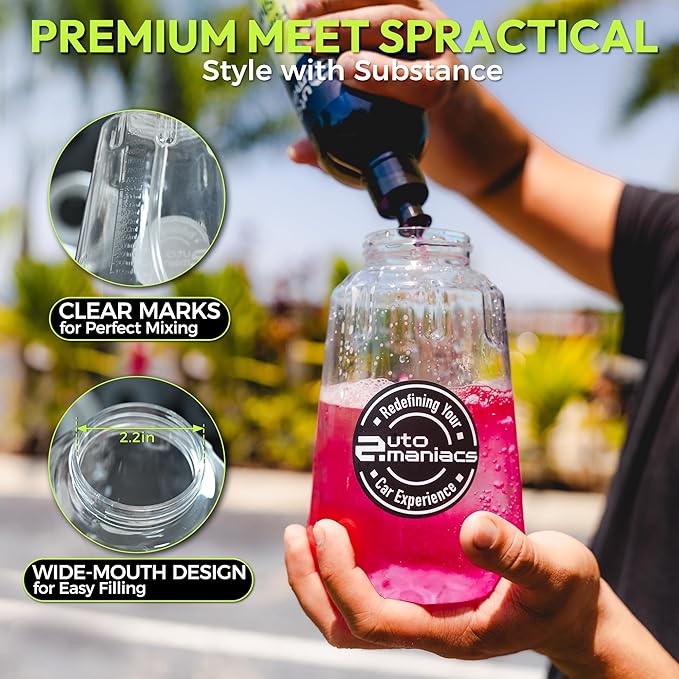 AutoManiacs Foam Cannon for Pressure Washer, Adjustable Car Wash Sprayer with 1/4 Inch Quick Connector, 1L Durable Snow Foam Blaster for Car & Truck Washing