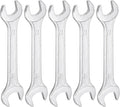 HARFINGTON 5pcs Double Open End Wrench 17mm x 19mm Metric 15 Degree Offset Angle Small Flat Head Wrench Galvanizing Open Ended Spanner for Automotive Repair Furniture Assembly