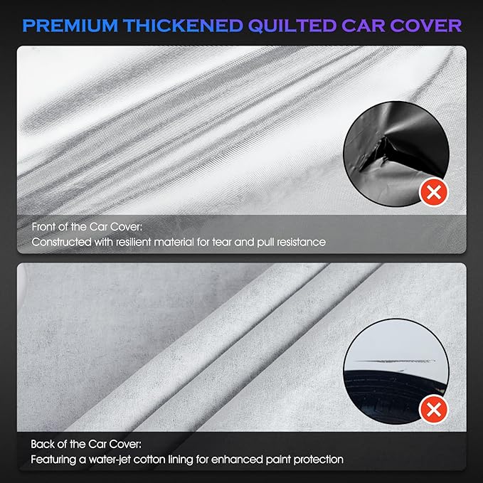 Car Cover Custom Fit for Dodge Challenger 2008-2025,6 Layers Truck Cover Waterproof All Weather for Automobiles,Outdoor Full Exterior Cover,Rain, Sun, Wind Protection,Silver