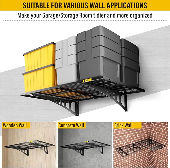2x3ft Adjustable Rail Wall Garage Storage Shelf, Tool Room, Supermarket Wall Storage Shelving Rack (1 Pack-Black)