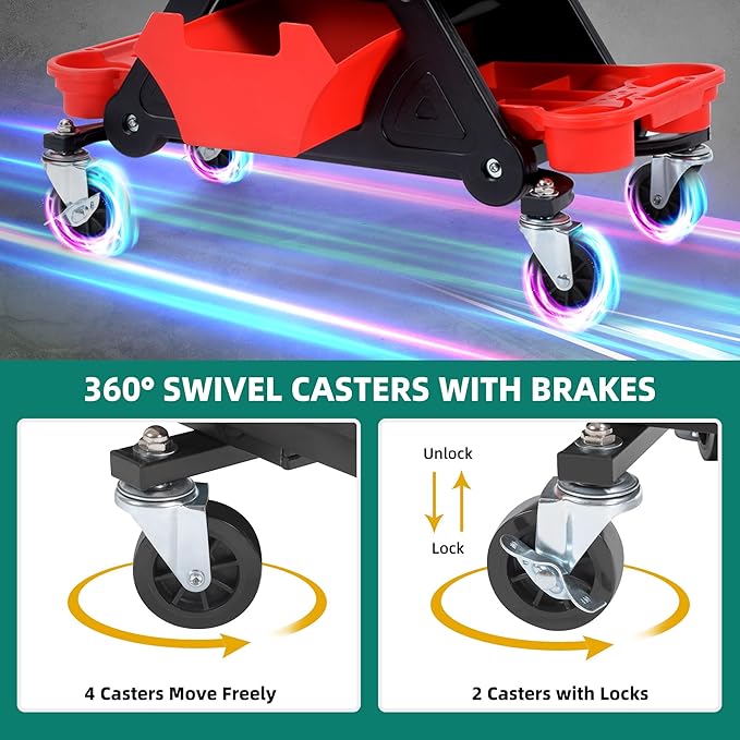 YITAHOME Mechanic Stool 330 LBS with Wheels, Heavy Duty Rolling Mechanics Seat, Rolling Tool Seat for Automotive Auto Repair