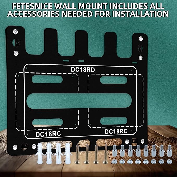 FETESNICE Wall Mount for Makita Battery Charger Holder,Easy Installation,Metal Charger Mount for Makita 18V Batteries & DC18RC DC18RD Chargers,Durable Tool Storage for Workspace & Garage