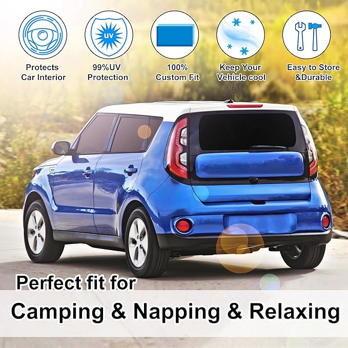 TINGLU Window Shades for Kia Soul 2014-2019 Accessorie Car Side Full Windows Rear Triangular Windshield Sun Shade Sun UV Rays & Privacy Protection for Camping,Napping,and Relaxing 8PCS