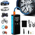 Tire Inflator Portable Air Compressor – Dual Power Mode, Built-in Battery & 12V Car Plug | Fast Inflation, Auto Shut-Off, Dual Pressure Display & LED Light for Cars, Motorcycles, Gifts for Men