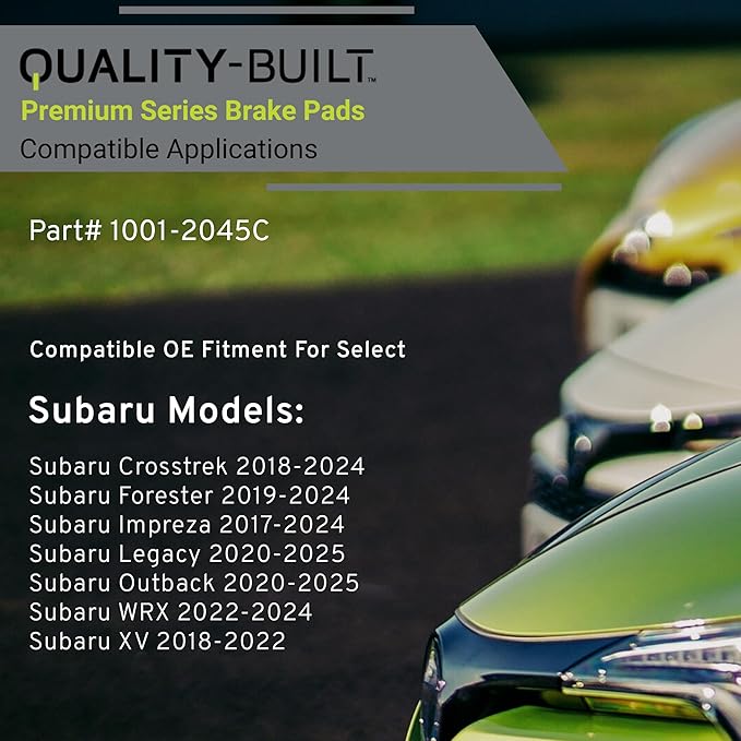Premium Ceramic Front Brake Pads (1001-2045C) Compatible with Subaru Crosstrek 2024-2018, Forester 2024-2019, Impreza 2024-2017, Legacy 2025-2020, Outback 2025-2020, WRX 2024-2022 & More