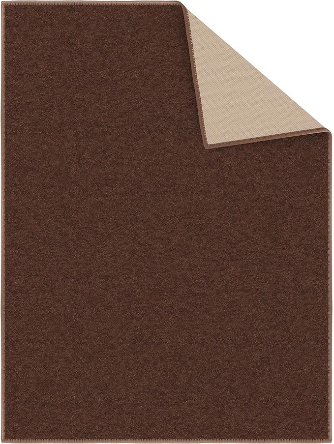 Ottomanson Rugs for Entryway 2'3" x 3' Non Slip Solid Small Area Rugs Durable Front Door Mat Rug Stain Resistant Entrance Rugs for Bathroom Kitchen Bedroom & Living Room, Brown