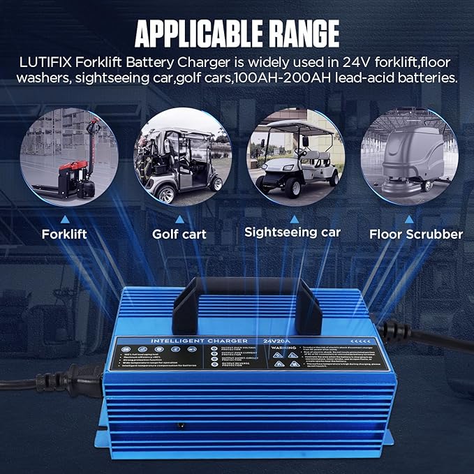 Forklift Battery Charger 24V 30A Automatic Smart Charger, Automotive Battery Charger Fully-Automatic Smart Charger for Forklift Club Car Golf Cart (24V20A)