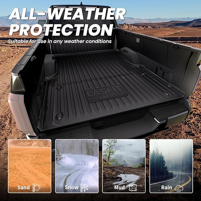 LASFIT Bed Mat for Toyota Tundra 2025 2024 2023 2022 Truck Bed (5.5FT,5.5'), All Weather 5.5 FT Bed Liner for Toyota Tundra Accessories TPE Trunk Mat Cargo Mat, Black
