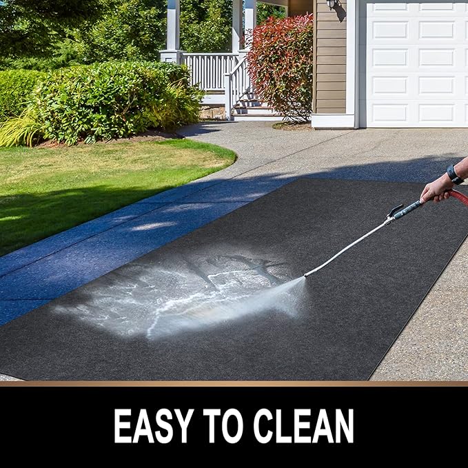 Oil Spill Mat, 7.4 x 8.4 Ft, Premium Absorbent Oil Pad. Contains Liquids, Protects Garage Floor from Spills, Drips, Splashes and Stains. Washable, Reusable, Waterproof Rubber Parking Mats