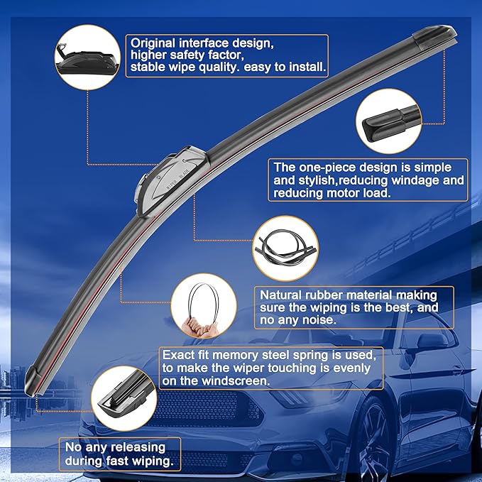 Windshield Wiper Blade Replacement for Toyota 4Runner 2010-2022 Original Equipment Replacement Front Rear Wiper Blades - 24" 20" 12" (Set of 3) U/J Hook