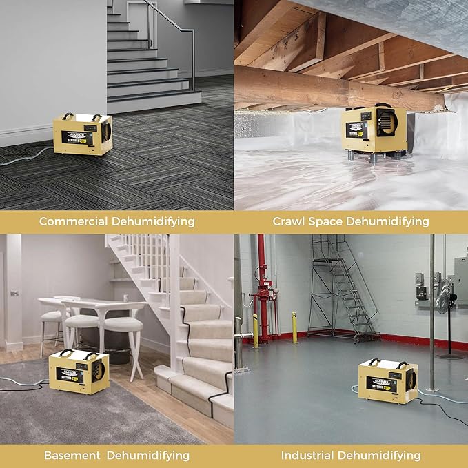 ALORAIR 120 PPD Commercial Dehumidifier, with Drain Hose for Crawl Spaces, Basements, Industry Water Damage Unit, cETL Listed, Compact, Auto Defrost Crawlspaces Dehumidifiers, Gold