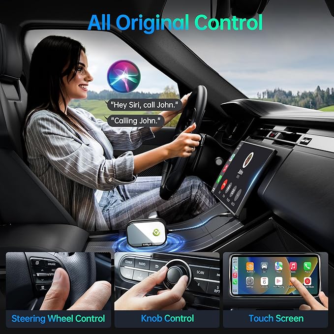 Wireless CarPlay Adapter for Apple iPhone, Converts Factory Wired CarPlay to Wireless CarPlay 2024 Upgrade Plug & Play Auto Connect for Cars from 2015 & iPhone iOS 10+ Black Not for Tesla & Andorid