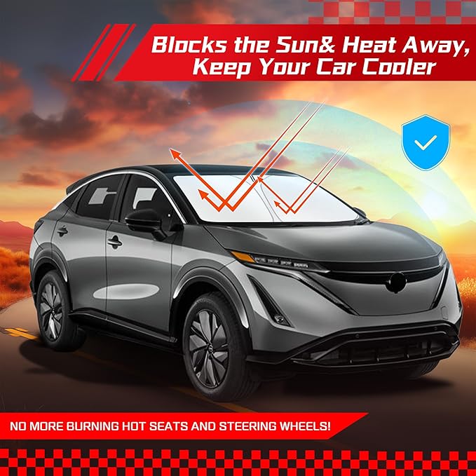 ARISMOTOR Windshield Sun Shade for NIS-san Ariya EV 2023-2025, Custom Fit Foldable Front Window Sunshade Sun Visor Protector, Block UV Rays Keep Your Car Cooler