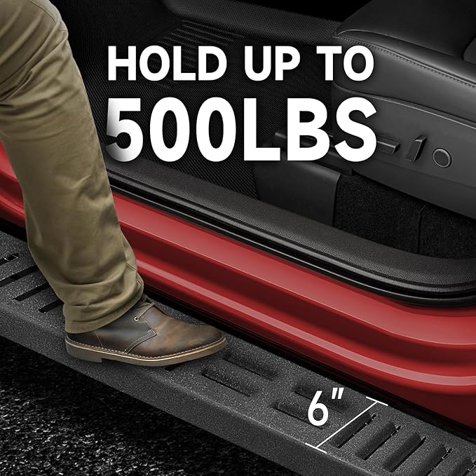 6'' Running Boards Side Steps Nerf Bars – Heavy-Duty Carbon Steel with Black Powder Coating – Durable and Rust-Resistant, Fits for 2019-2024 Silverado Crew Cab (Mixed Slots)