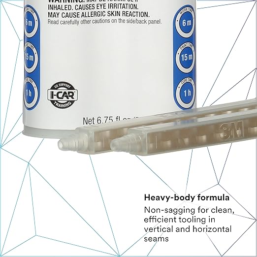 3M Bare - Metal Seam Sealer, 08310, Beige Color, Two-Part, Non-Sagging, Self-Mixing Epoxy, 200 ml/6.75 fl oz Cartridge