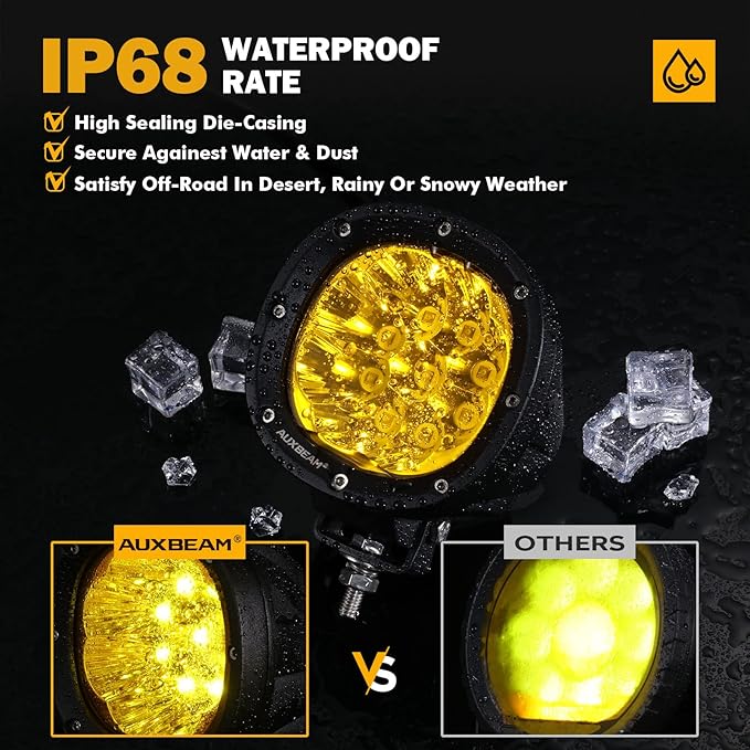 Auxbeam 4 Inch 90W Amber LED Fog Lights, 9000LM Super Bright Round Offroad Driving Pods, P4 Series Spot Beam Bumper Ditch Lights for Trucks, SUVs, Jeep Wrangler, ATV/UTV, Motorcycle, 2-Pack