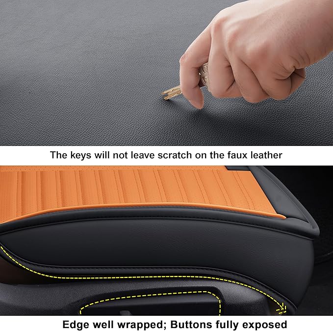 LINGVIDO Universal Car Seat Cover, Breathable and Waterproof Faux Leather Automotive Seat Covers for Cars SUV Sedan (Front seat, Brown & Black)