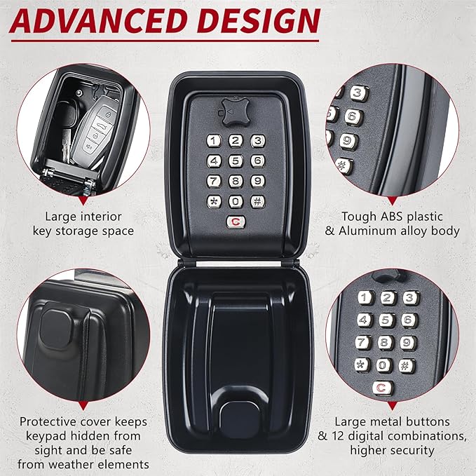 Car Window Lock Box for Turo, Black Portable Lockbox for Car Keys, Car Key Lock Box Fit for Ride Share, Turo, GetAround, with Sturdy Large Capacity, Protective Cover, Weather Protection