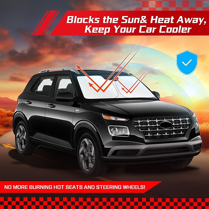 ARISMOTOR Windshield Sun Shade for Hy-undai Venue 2020-2025, Custom Fit Foldable Front Window Sunshade Sun Visor Protector, Block UV Rays Keep Your Car Cooler