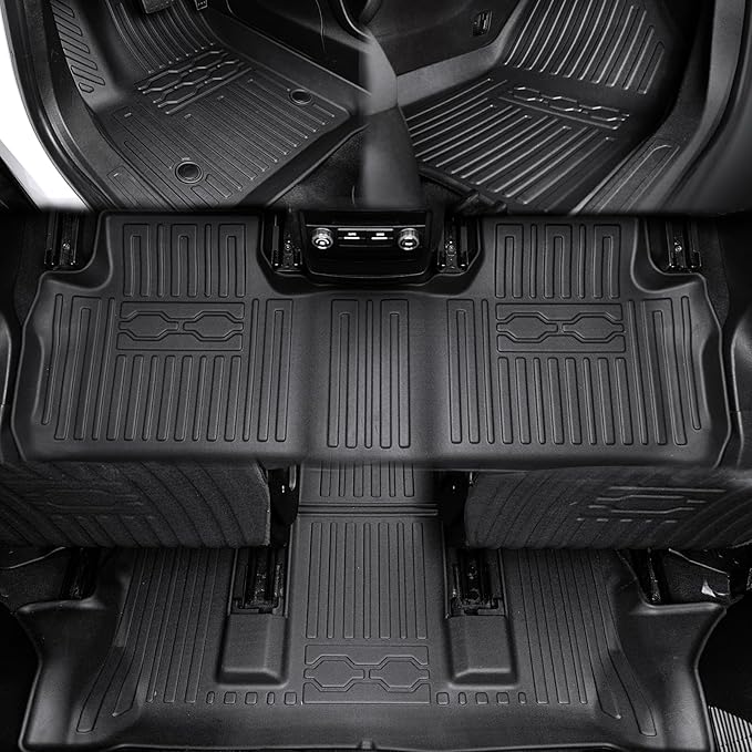 Floor Mats for 2017-2023 GMC Acadia (6-seat), All Weather TPE 2-in-1 Cargo Mat with Backrest Mat for Acadia Accessories