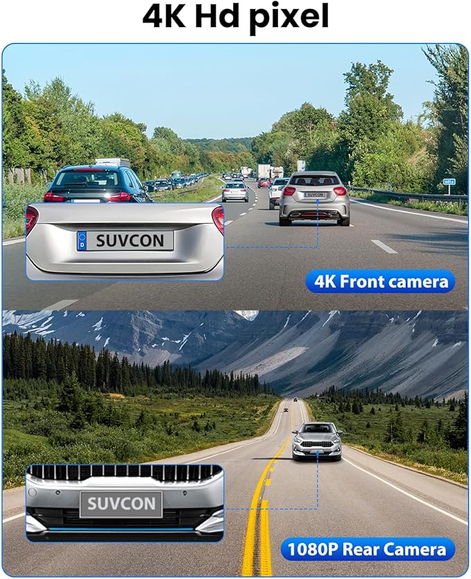 Dash Cam Front and Rear 4K/1080P, Dash Camera for Cars Build in WiFi, Full HD Dash Cam with APP Control, 3.94'' IPS Screen Dash Camera with 32GB SD Card, G-Sensor, 24Hr Parking Mote, Loop Recording