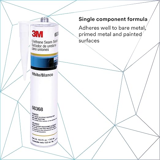 3M Urethane Seam Sealer, 08368, White Color, High Solids, Permanently Flexible, 310mL/10.5 fl oz Cartridge