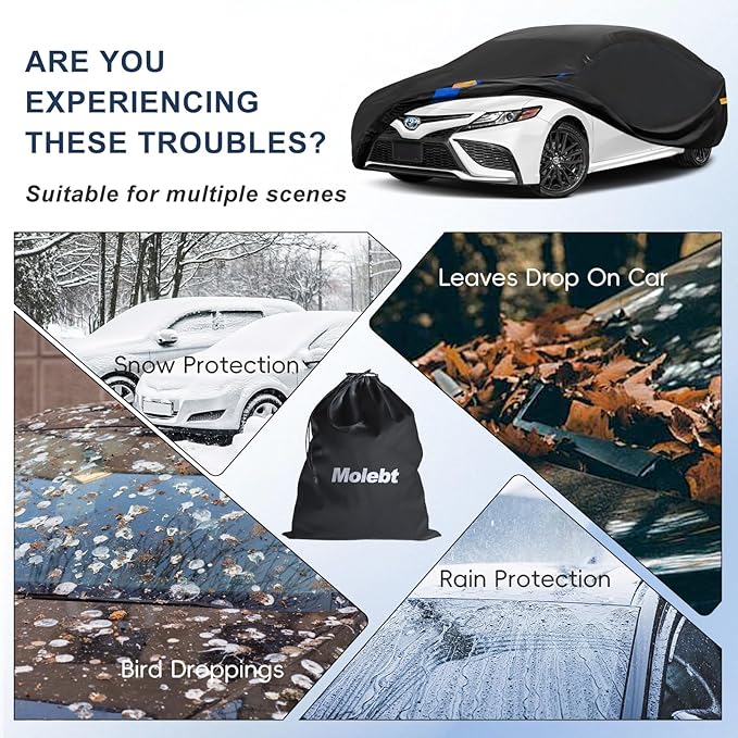 SUV Car Cover Waterproof All Weather for Automobiles, Full Exterior Covers for Jeep (191-201 inch) Universal Fit for Jeep Grand Cherokee, Ford Explorer, etc. Rain Winter Sun Snow Protection.