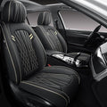 Seat Covers for Cars, Waterproof Seat Covers, Leather Car Seat Covers 2 Pack, Universal Seat Cushion Protector for Most Cars Black&Beige Line