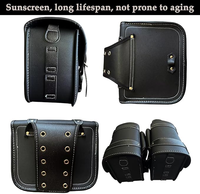 Motorcycle Saddlebags, Scooter Powersports Faux Leather Saddle Bags Motorcycles, Softail Universal Throw Over Sportster Saddlebags 12.2x5.12x9.84 inches